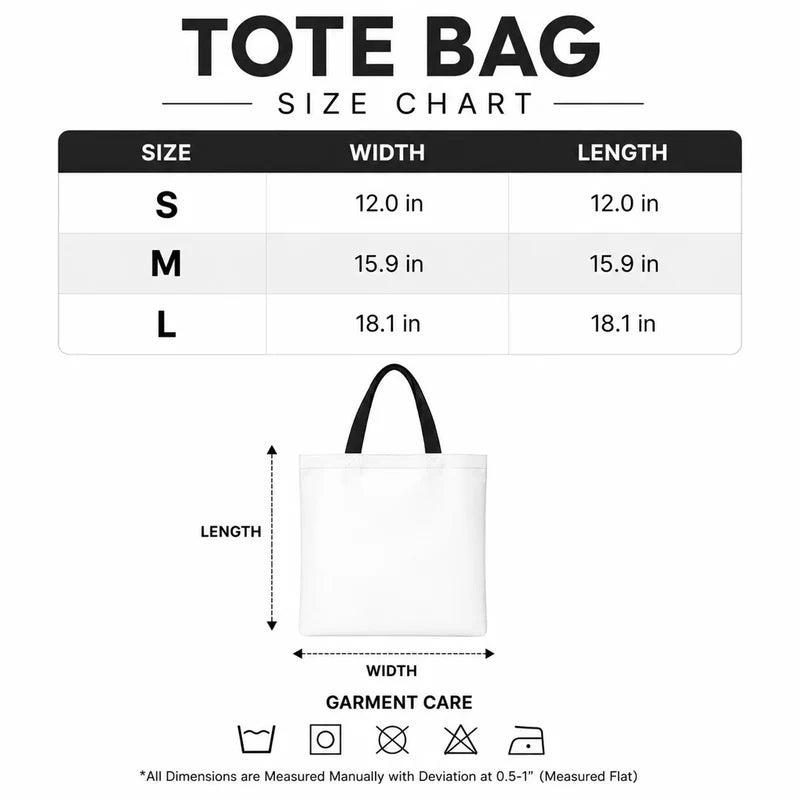 Indiana Undead Mascot Tote Bag - Size Chart